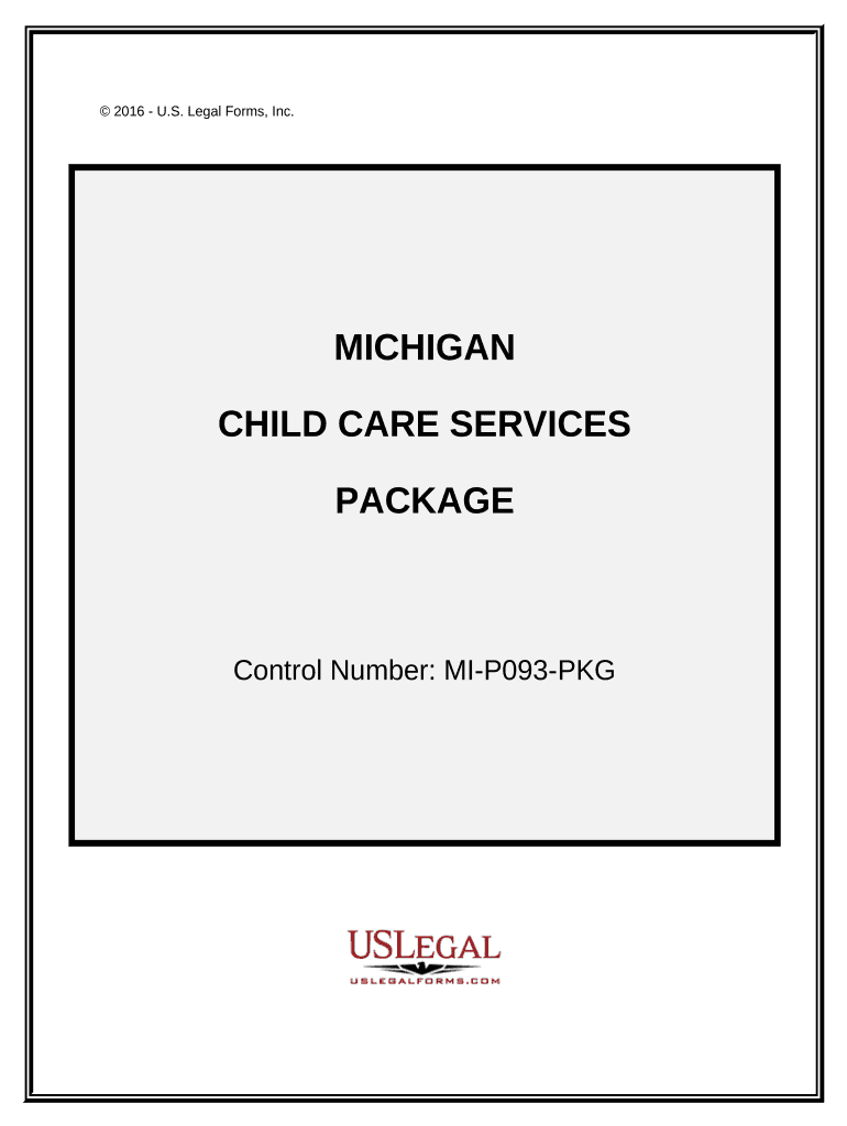 Child Care Services Package Michigan  Form