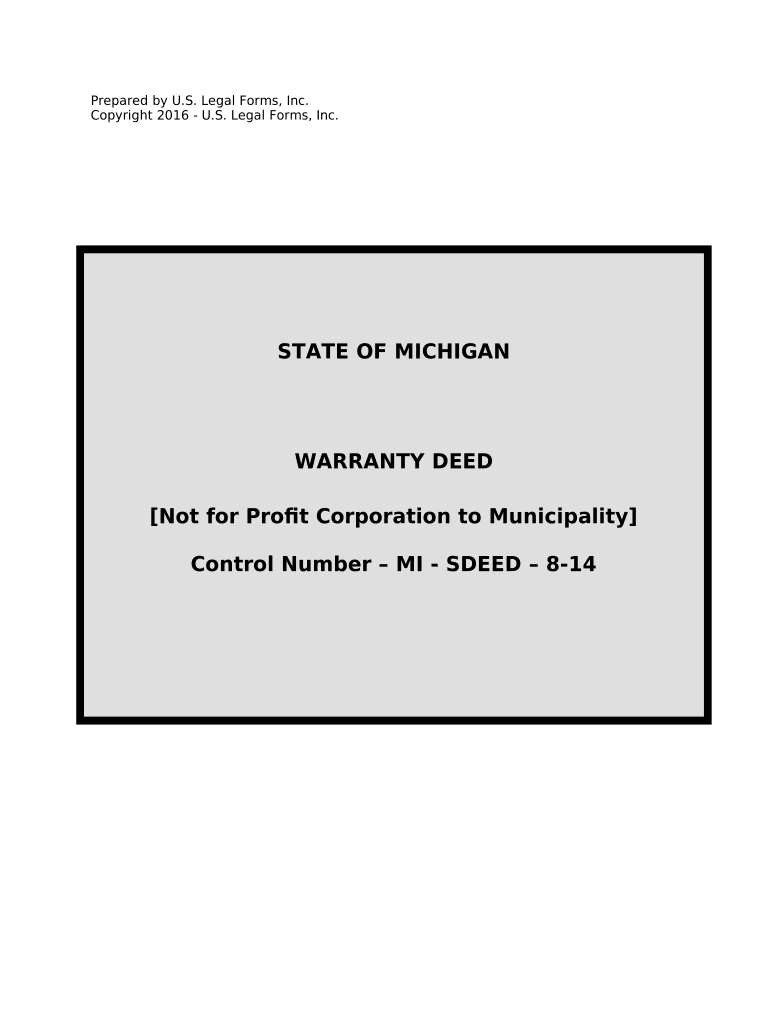 Warranty Deed for Not for Profit Corporation to Municipality Michigan Form