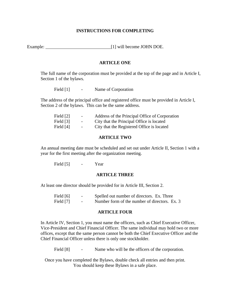 Bylaws  Form