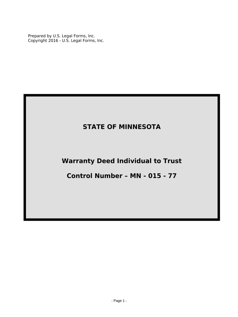 Warranty Deed from Individual to a Trust Minnesota  Form
