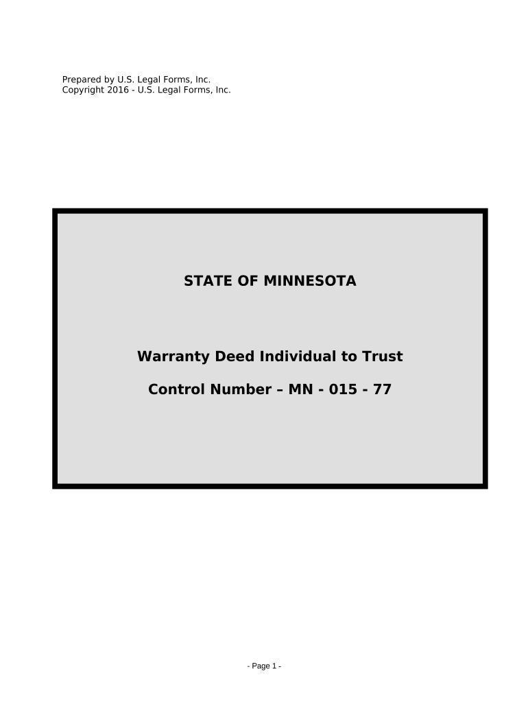 Warranty Deed from Individual to a Trust Minnesota Form