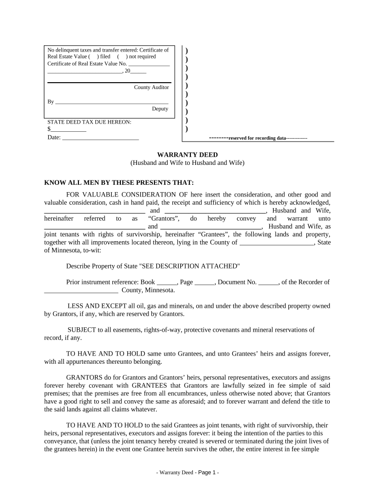 Minnesota Husband Wife  Form