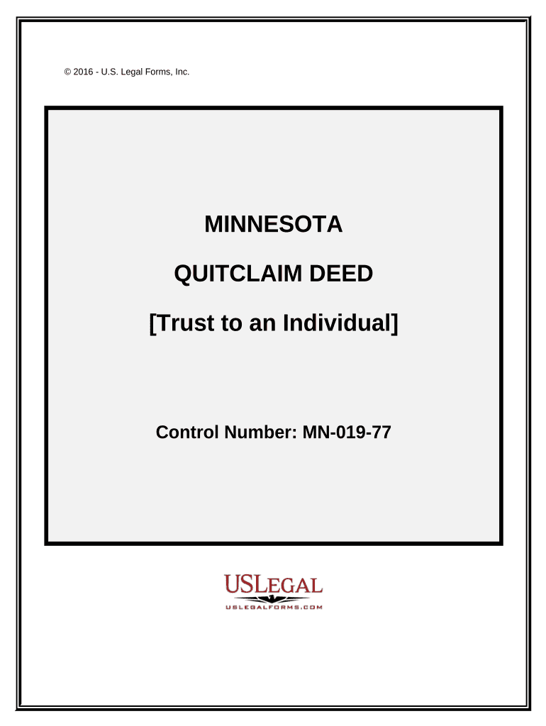 Quitclaim Deed Trust to an Individual Minnesota  Form