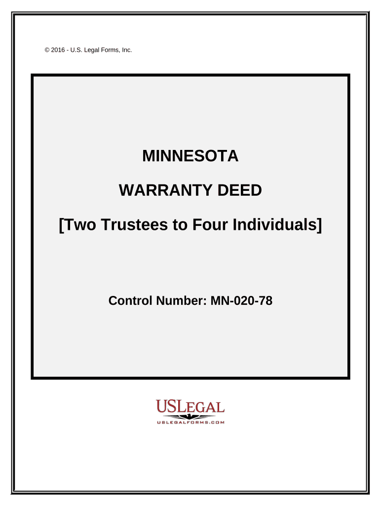Warranty Deed Two Trustees to Four Individuals Minnesota  Form