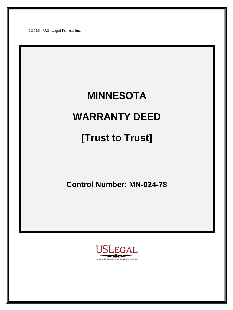 Warranty Deed from a Trust to a Trust Minnesota  Form