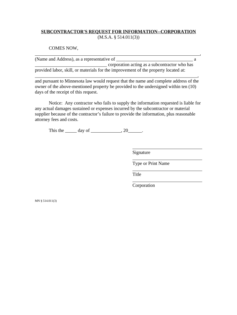 Minnesota Corporation Company  Form