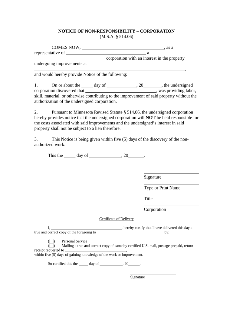 Minnesota Corporation Mn  Form