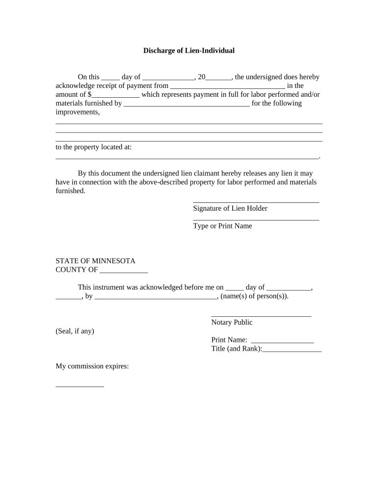 Minnesota Lien  Form