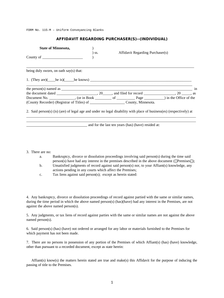 Affidavit Purchaser  Form