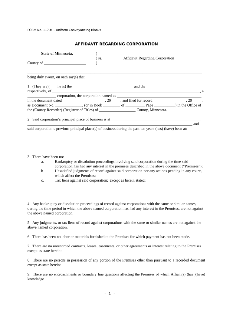 Mn Affidavit Form