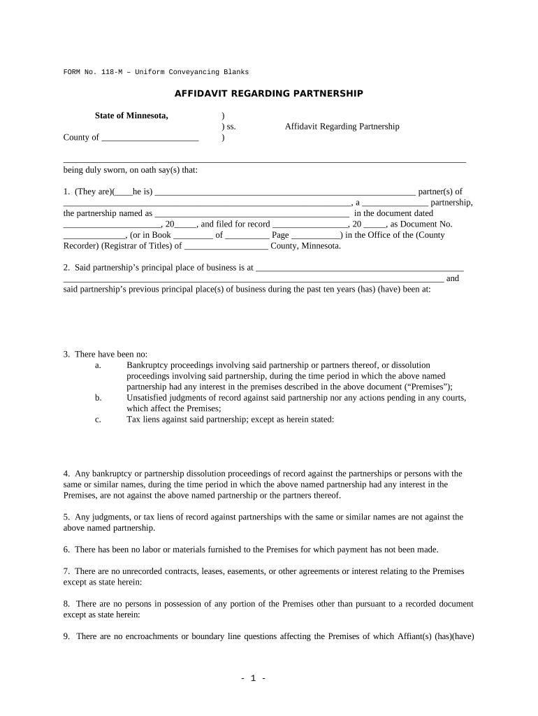 Mn Affidavit Form