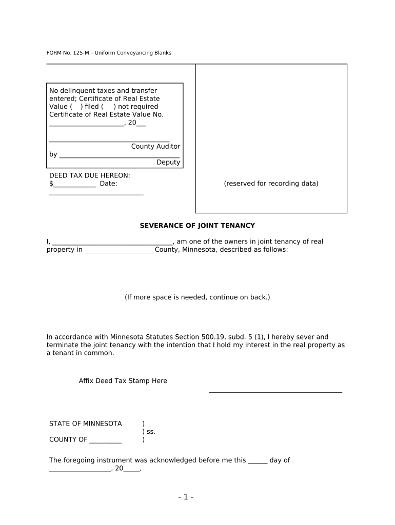 Joint Tenancy Minnesota  Form