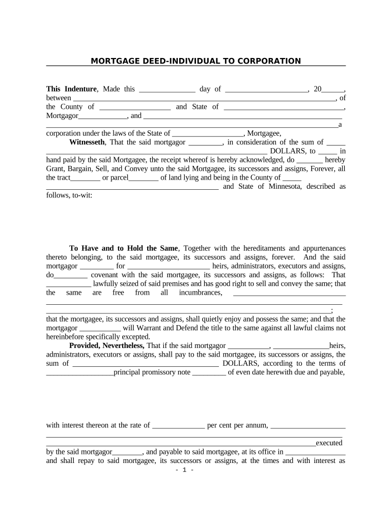 Mortgage by Business Entity UCBC Form 20 1 2 Minnesota