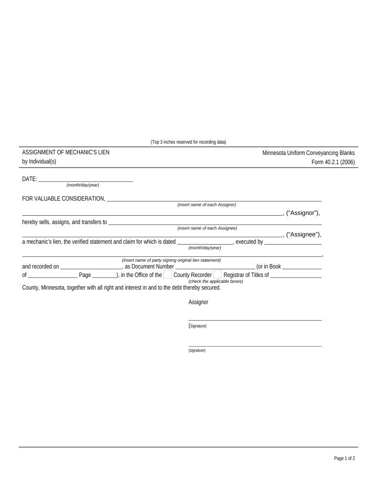 Minnesota Assignment  Form