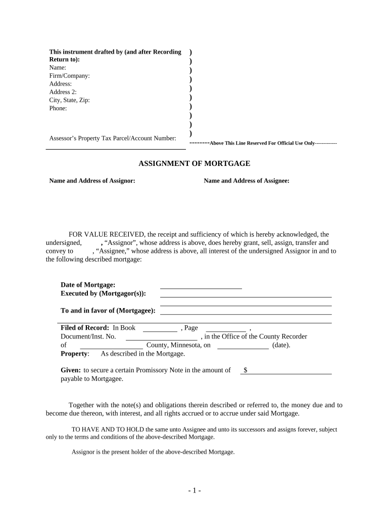 minnesota assignment of mortgage form