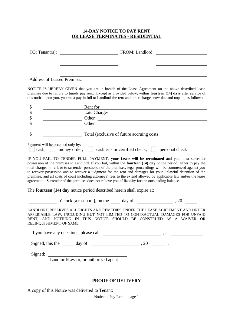 14 Day Notice  Form