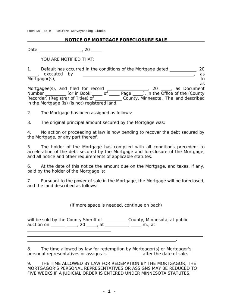 Notice Foreclosure Mn  Form