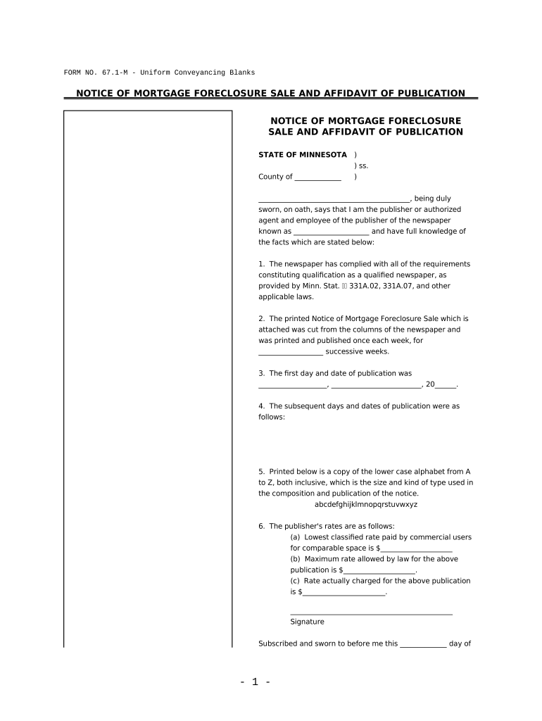 Minnesota Mortgage Foreclosure  Form
