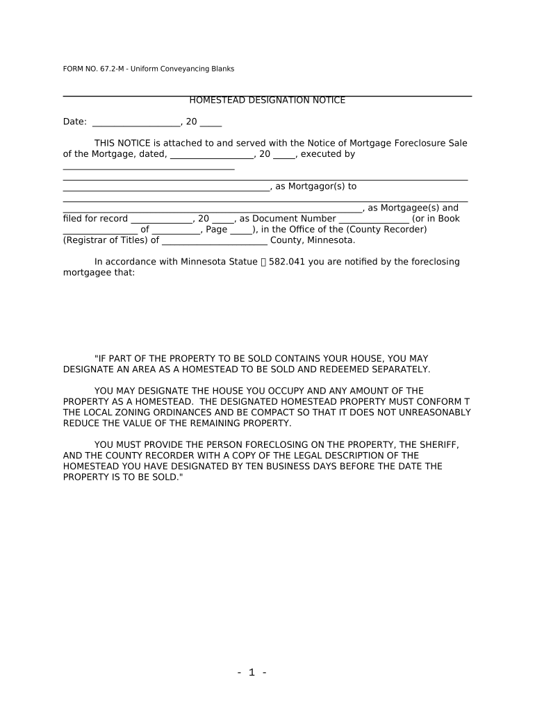 Minnesota Homestead  Form