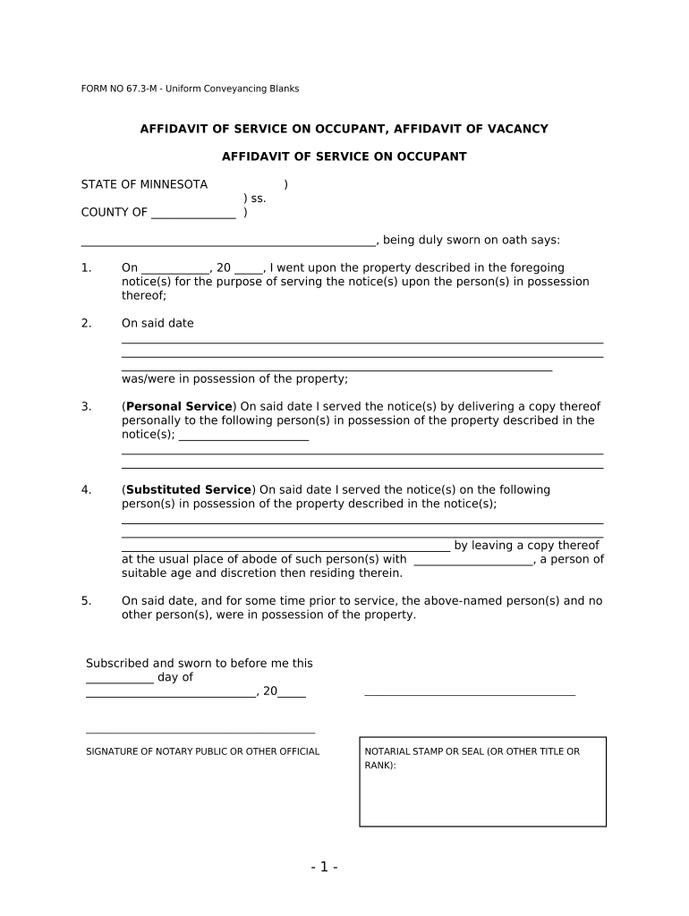 Minnesota Affidavit Form