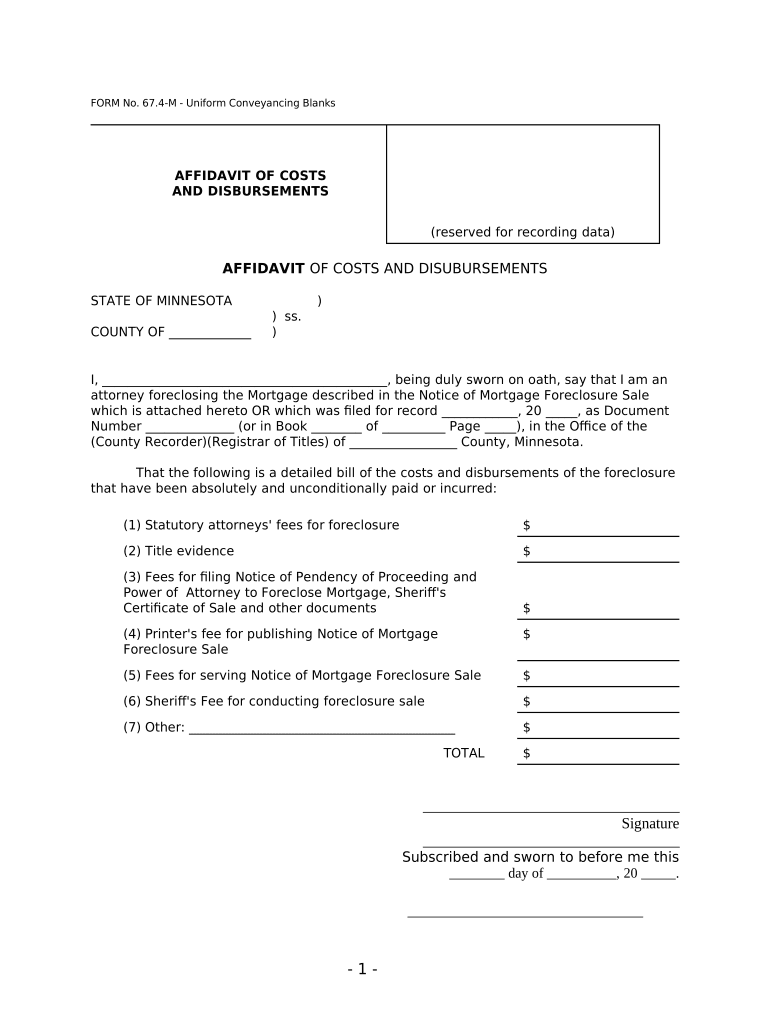 Minnesota Affidavit  Form