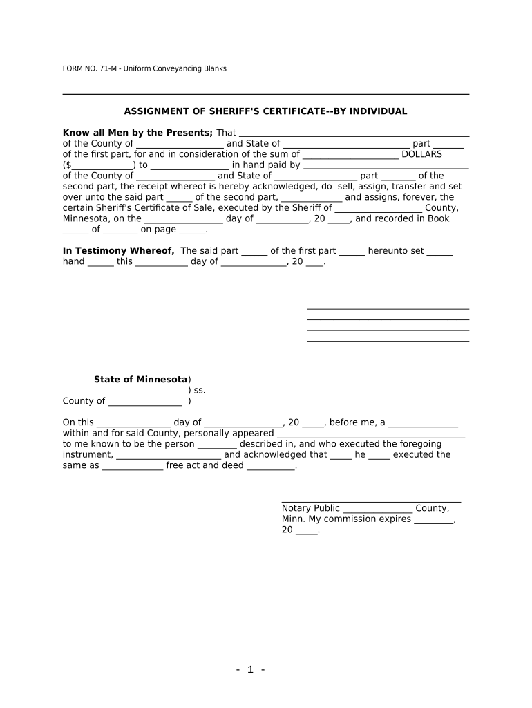 Minnesota Assignment  Form