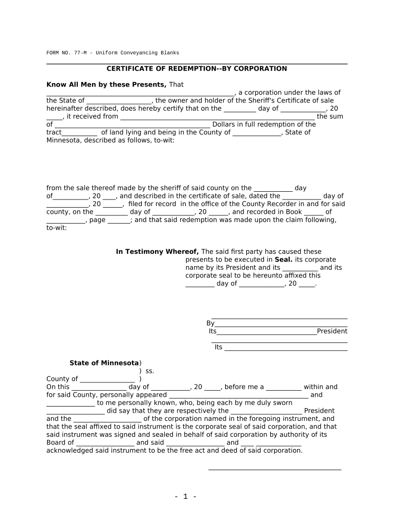 Minnesota Certificate Form Application