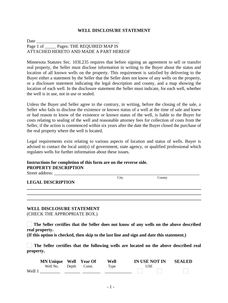 Minnesota Disclosure Statement  Form