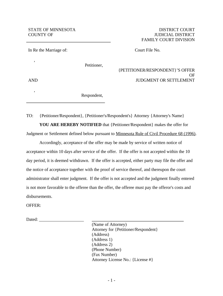 Offer of Judgment Minnesota  Form