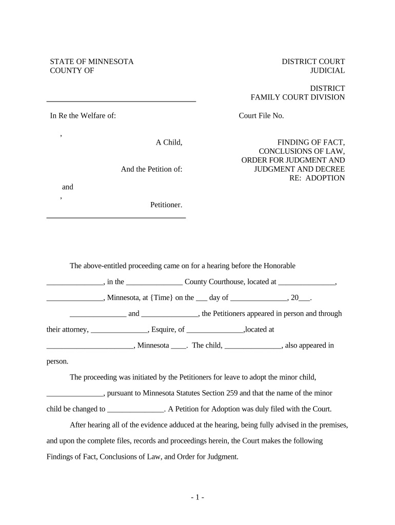 Minnesota Adoption  Form