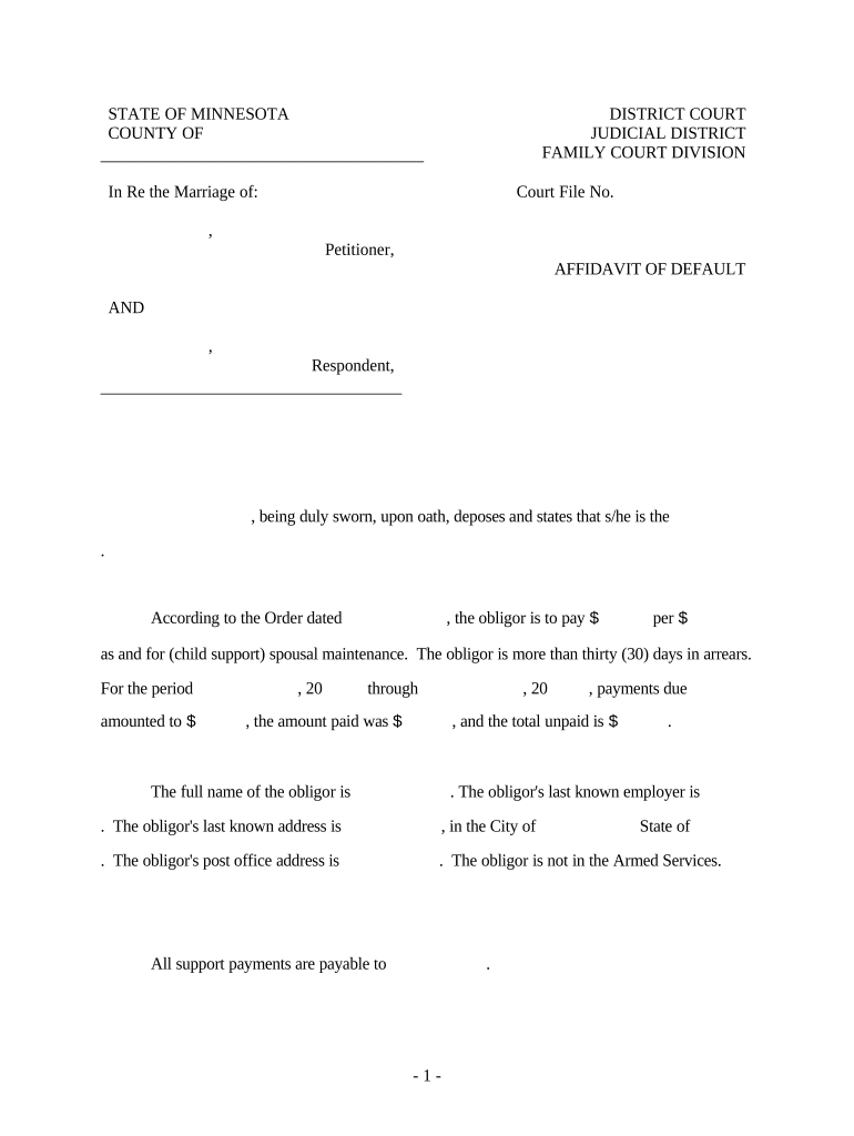 Minnesota Child Support  Form