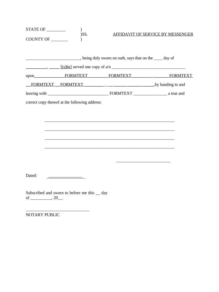 Affidavit Hand Delivery  Form