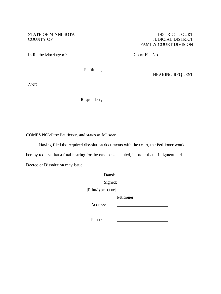 Minnesota Request  Form