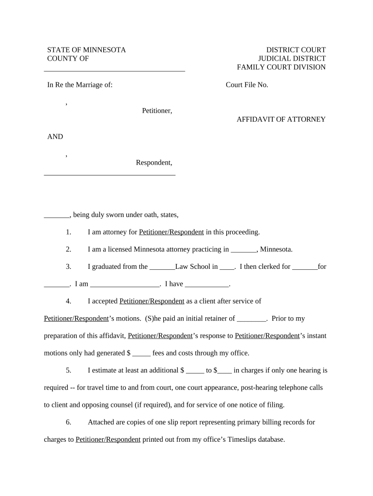 Minnesota Affidavit Form