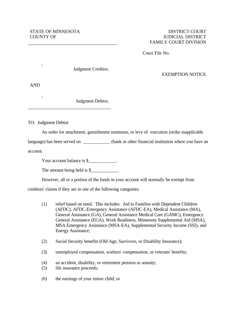 Wages Garnishment  Form