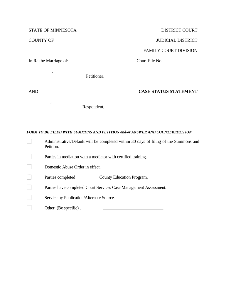 Mn Case Status  Form