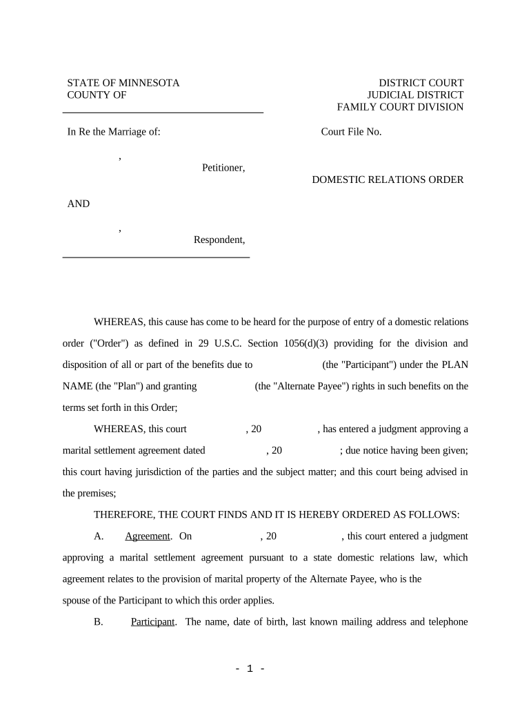 Mn Settlement  Form