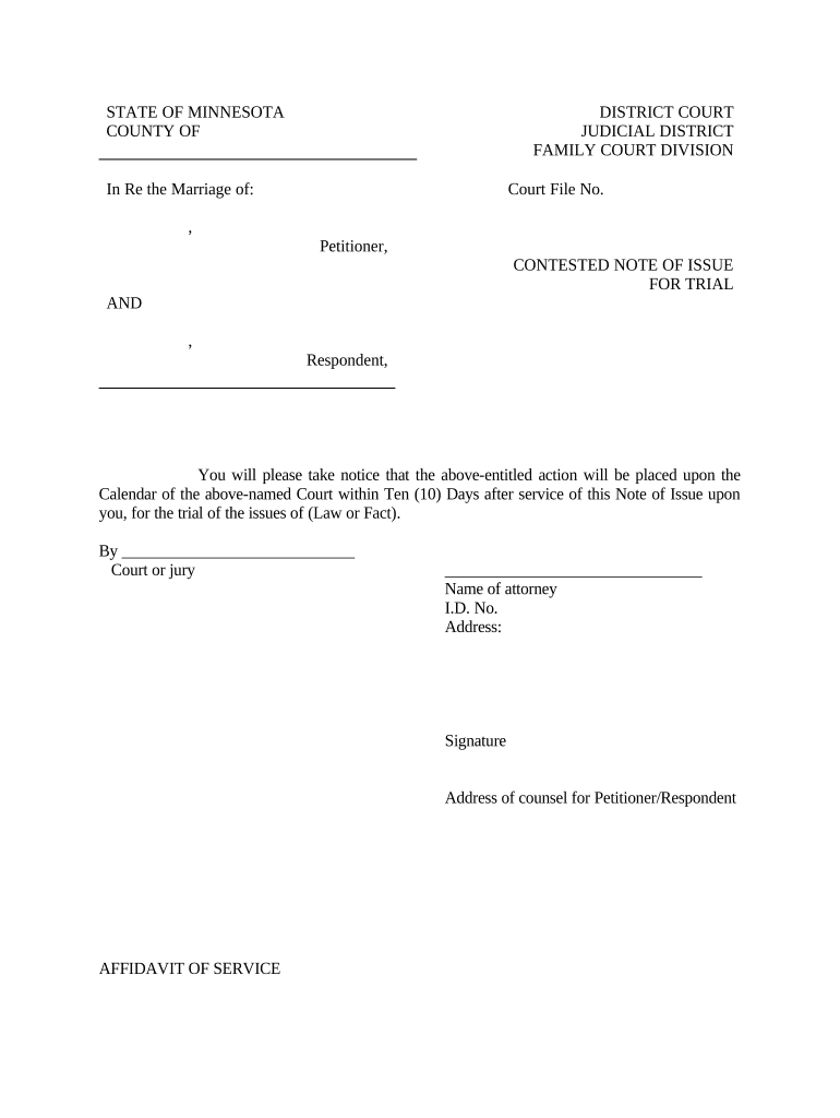 Notice Trial Date  Form