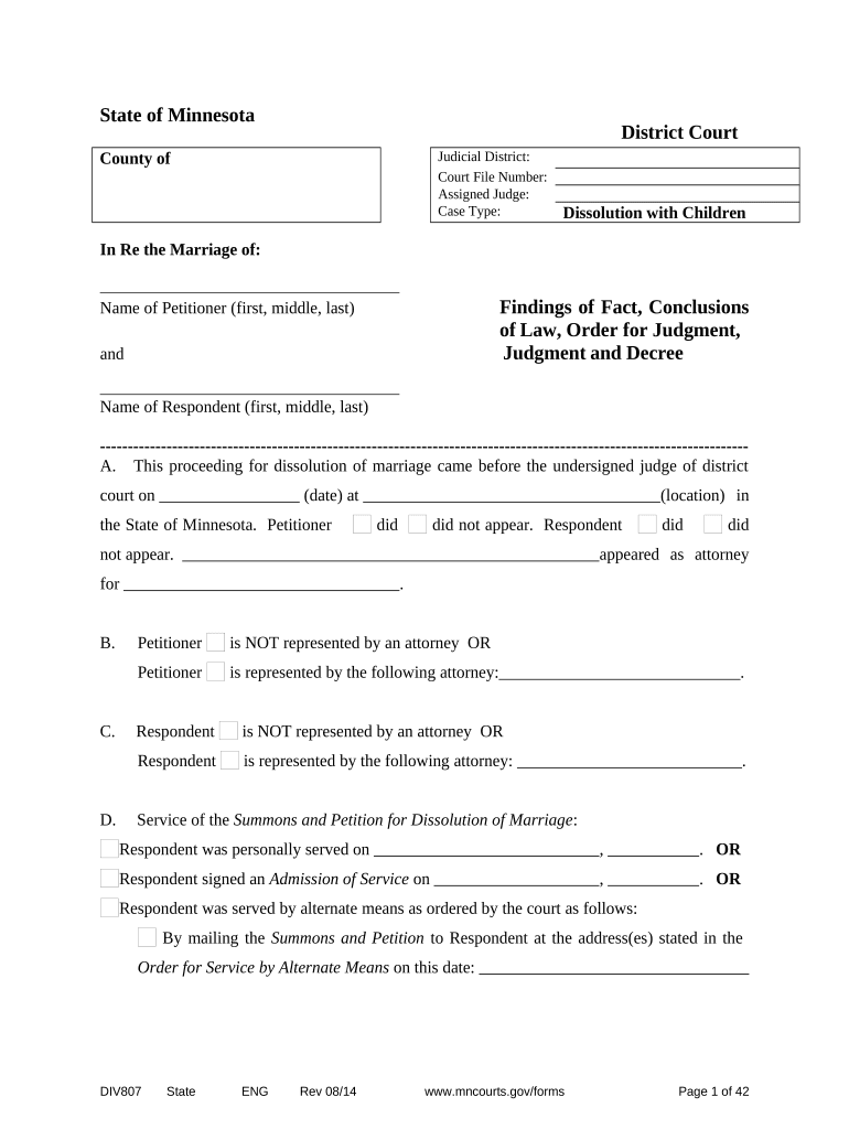 Dissolution Marriage with  Form