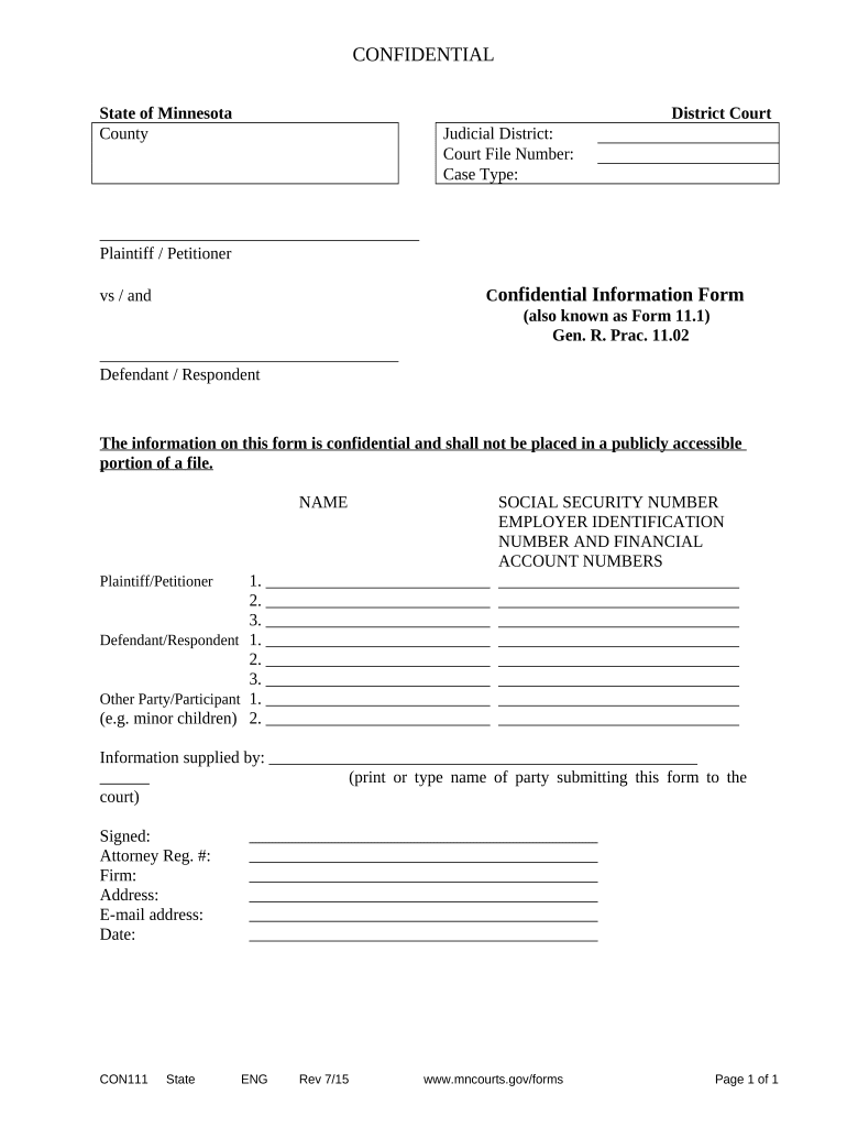 Mn Confidential Form