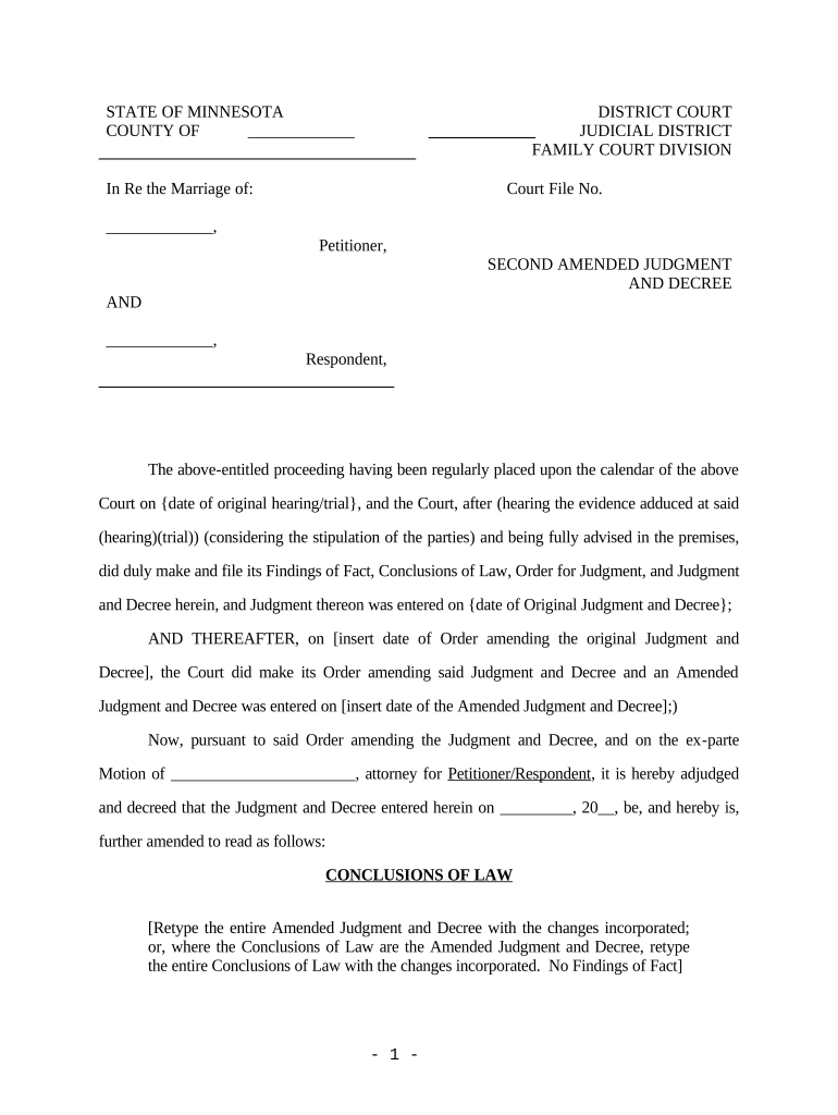 Amended Judgment Decree  Form