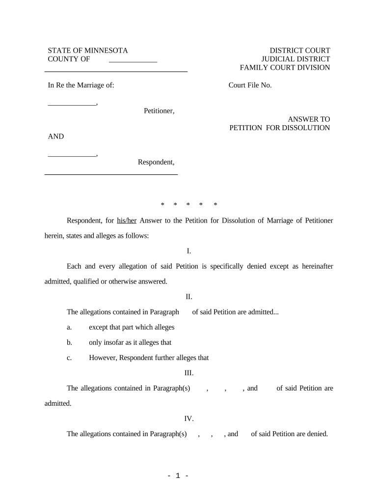 Minnesota Dissolution Form