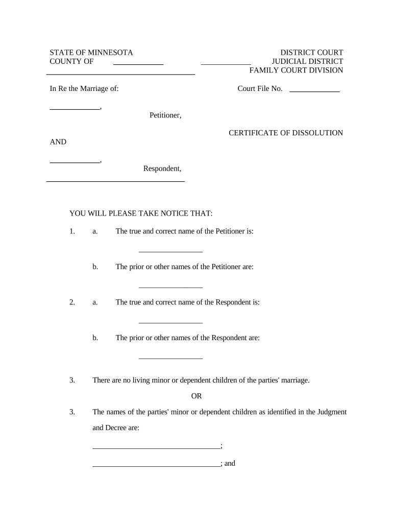 Order Dissolution  Form