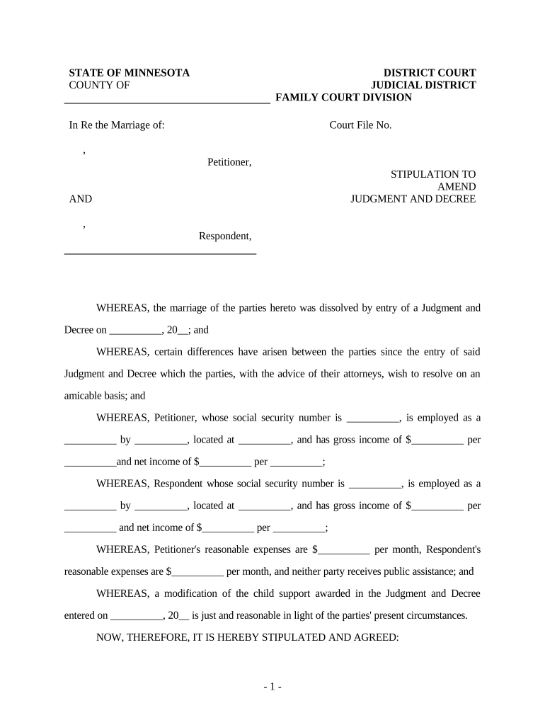 Amend Judgment Form