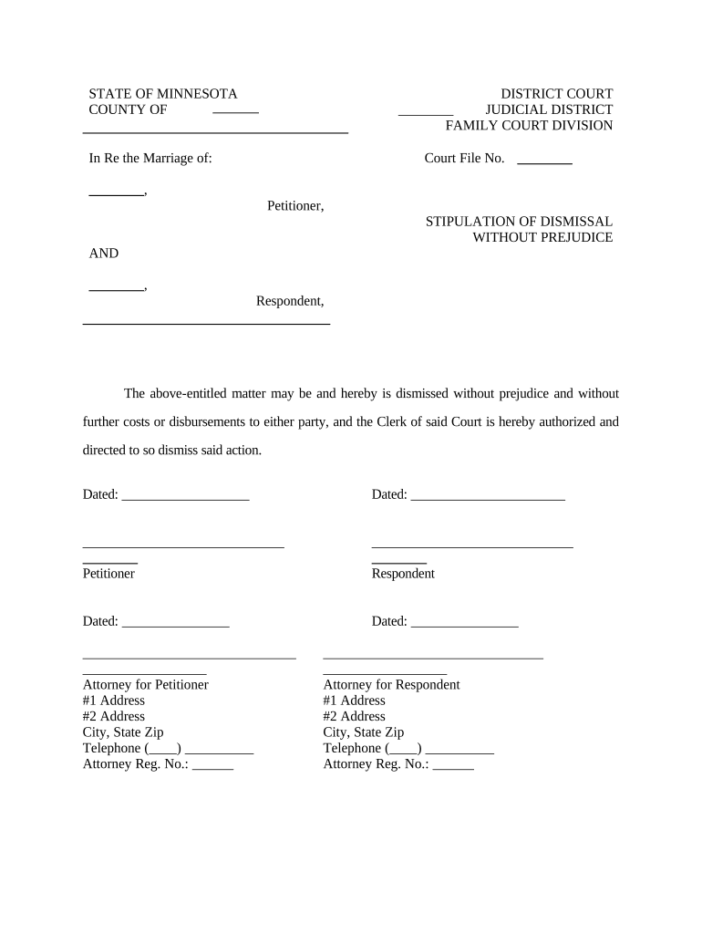 Minnesota Dismissal  Form