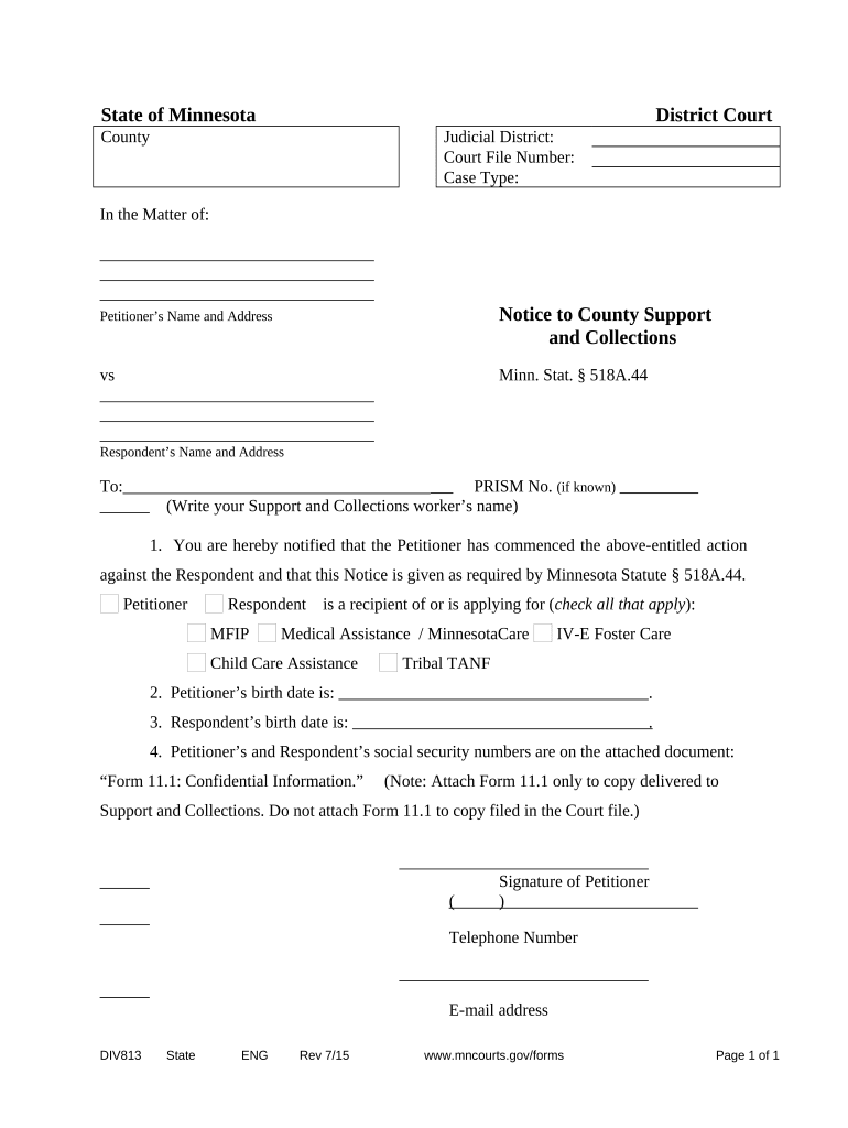 Minnesota Notice County  Form