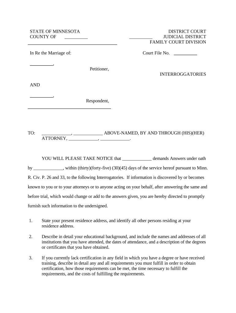 Interrogatories Real Property  Form