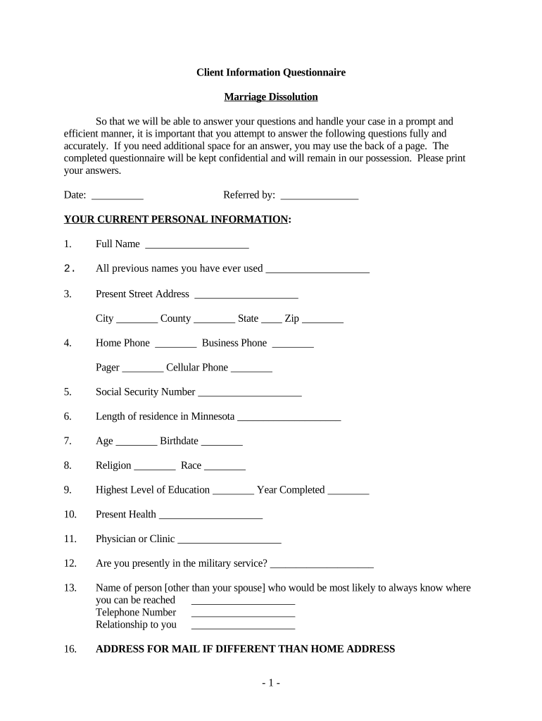 Mn Questionnaire  Form