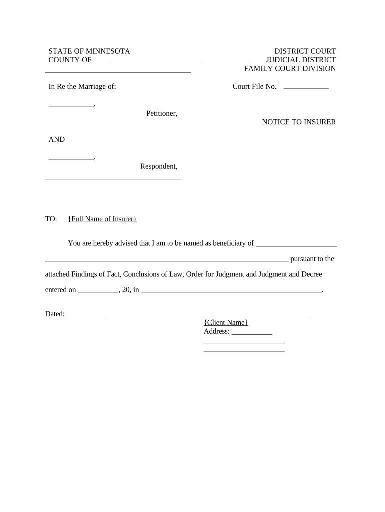 Mn Court Order  Form
