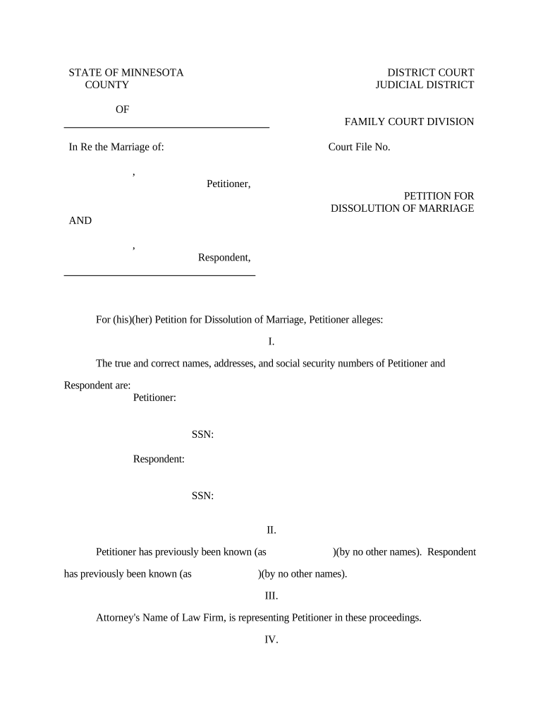 Dissolution Marriage Template  Form